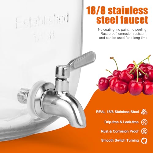 DD&HAPP Glass Drink Dispensers For Parties.1.2 Gallon Beverage Dispensers With Stand And Stainless Steel Spigot.Party Drin...