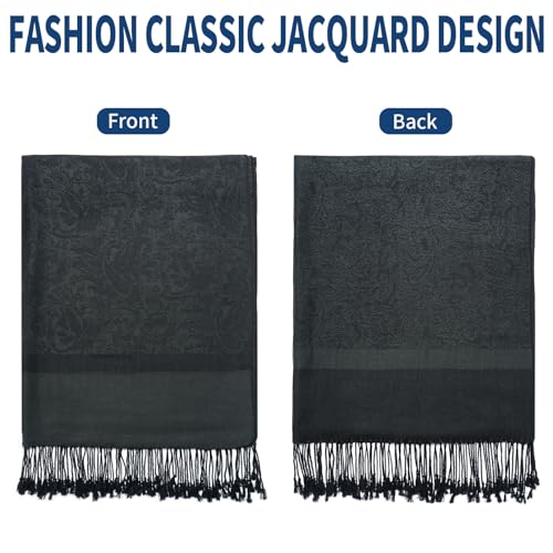QIUTIMIY Paisley Pashmina Shawl Wrap Women Reversible Vintage Jacquard Pashmina Rave Scarf with Fringe for Evening, Wedding