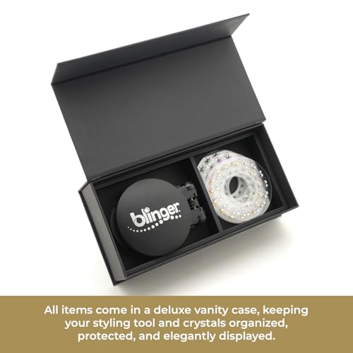 blinger¢ç Vanity Starter Set ? as seen on Shark Tank | Hair Gem Stamper + 150 Precision-Cut Glass Crystals | Easy To Use Hair-Safe Accessories for Women | Hair Jewelry for Festivals, Parties & Gifts