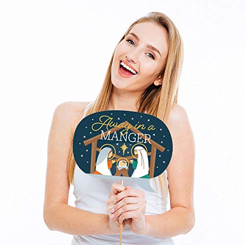 Big Dot of Happiness Holy Nativity - Manger Scene Religious Christmas Photo Booth Props Kit - 20 Count