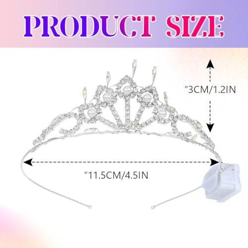 JEWEKY Light up Rhinestone Tiara Silver Princess Crown Birthday Party Headband for Women