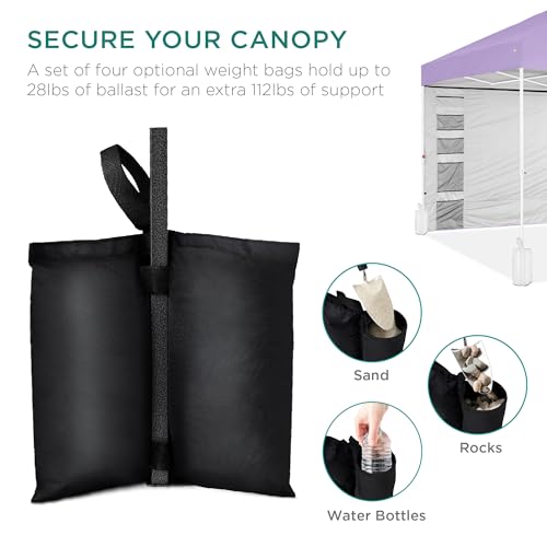 Best Choice Products 10x10ft Easy Pop Up Canopy w/Side Wall, 10 Pockets, Portable Carrying Case, 1-Button Setup, 4 Weight ...