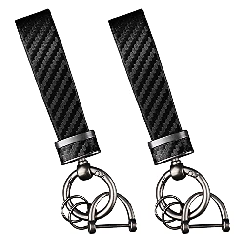 Turcee 2PCS Carbon Fiber Car Keychain Kit,Gift for Men and Women,Quick Release Spring with D-Ring Anti Lost Car Keychain O...