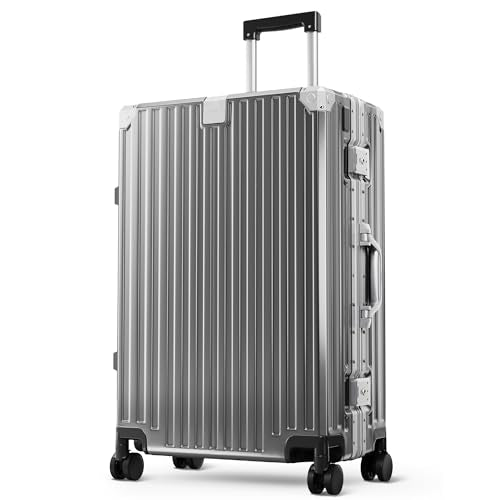 ALPHA CAMP 24 Inch Check-in Luggage, Dual Layer Aluminum Frame Luggage with TSA Locks, 3-Layer PC Hard Shell Zipperless Li...
