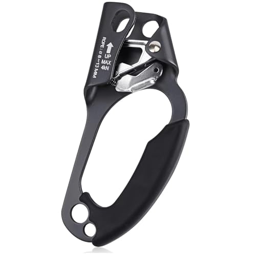 QKURT Mountaineering Climbing Hand Ascender, Right Hand Ascender Rock Climbing Tree Arborist Rappelling Gear Equipment Rop...