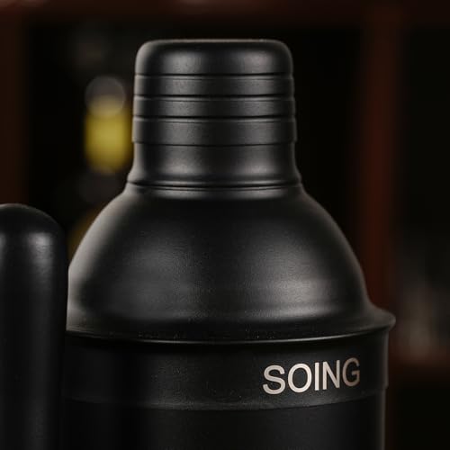 Cocktail Shaker Set with Unique Car-Shaped Wooden Stand,Bartender Kit with 24oz Shaker,Jigger,Muddler,Mixing Spoon,Straine...