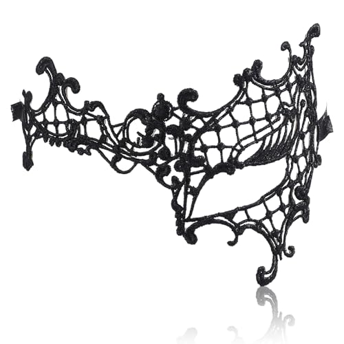 Piriuuo Masquerade Mask for Women Lace Half Mask Face Mask Black Eye Mask Halloween Carnival Mardi Gras Costume Party Prom...