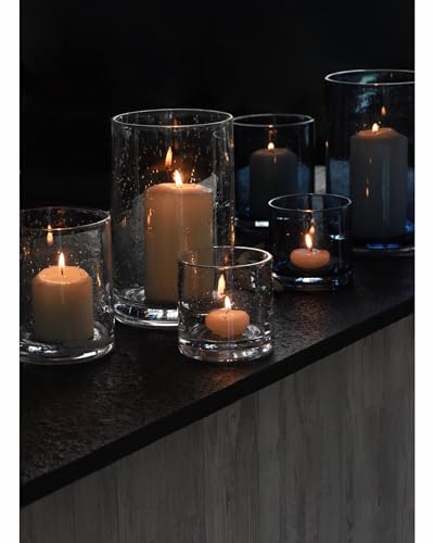 ARIAMOTION Hurricane Glass Candle Holders Set, Pillar Votive,Clear Seeded Bubbles Cylinder Vase,Modern Rustic Table Center...