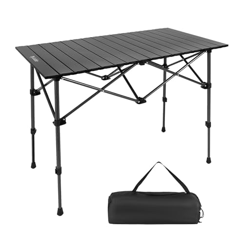 Byliable Camping Table Folding Portable Camp Aluminum Fold Up Lightweight Roll Up Table Adjustable Height with Carry Bag I...