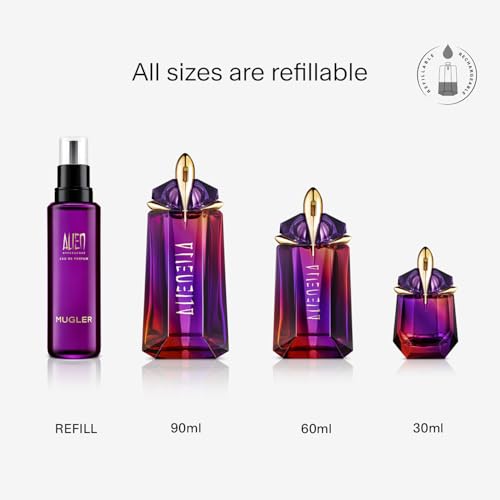 Mugler - Alien Hypersense - Eau de Parfum - Womens Perfume - Floral Woody Scent - Refillable - With Green Mandarin, Pear Accord, Jasmine, & Cashmere - 0.33 Fl Oz