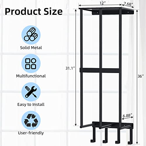 Camping Chair Wall Storage for Garage, Metal Camping Chair Storage Rack Wall Holder, Floating Shelf, 4 Hooks, Stainless St...