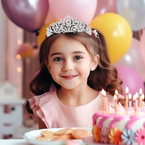 Schmoopy Tiara Crown for Women, Crystal Tiara for Bridal Prom Queen Birthday Wedding Party (A-Silver)