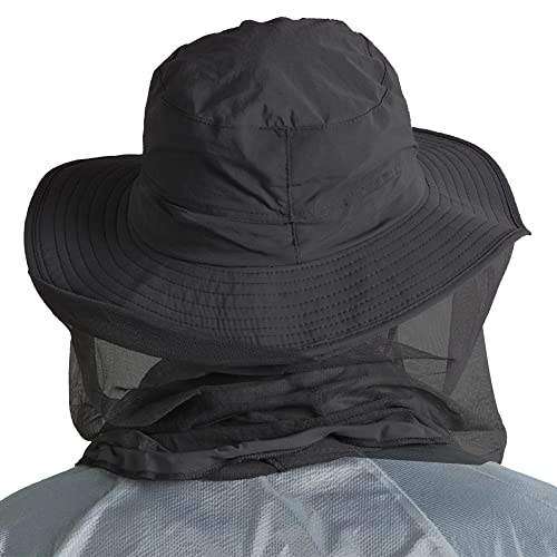 Peicees 2Pcs Head Net Hats for Men Women Adventure Fishing Hat Safari Hat for Hunting Camping Hiking, Black and Dark Gray