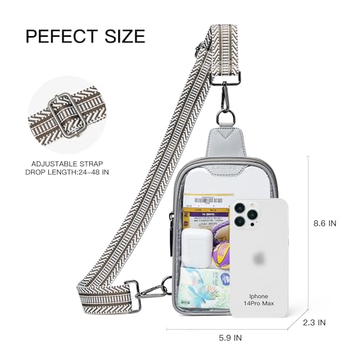 LATMAP DOUBLE ZIP Clear bags Stadium Approved Crossbody Sling Bag Fanny Pack Purses for Women Men Belt bag for Stadium Events