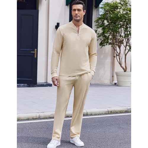 COOFANDY Men's 2 Piece Tracksuit Set Polo Athletic Sweatsuit Quarter Zip Jogging Long Sleeve Casual Sports Outfits