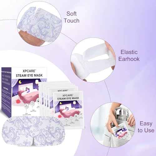 XPCARE 32 Pack Steam Eye Masks for Dry Eyes, SPA Warm Sleep Eye Mask, Disposable Heated Eye Mask for Dark Circles, Puffy Eyes, Relief Stress Eye Fatigue(Unscented)