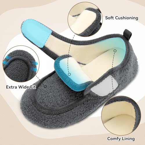 BARERUN Womens Mens Slippers Diabetic House Slippers for Women Men Wide Indoor Slip on Barefoot Adjustable Orthopedic Neur...