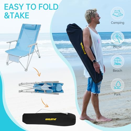 #WEJOY Folding Webbed Lawn Beach Chair - Heavy Duty Portable Outdoor Chair with Hard Armrest for Camping,Garden,Concerts,F...