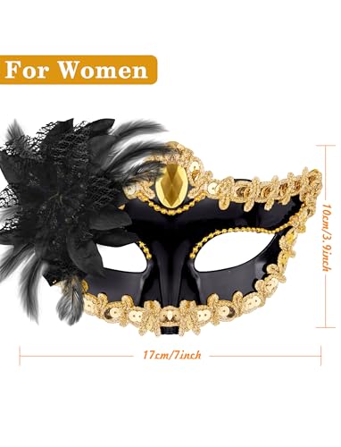 SIQUK 8 Pieces Couple Masquerade Masks Set Venetian Party Mask Costume Mask