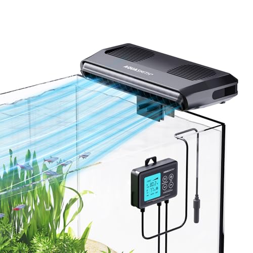 AQUASMITH Aquarium Chiller Fan,Fish Tank Cooler with Temperature Control,Minimum Setting 59℉,Auto Start/Stop,Refrigeration...