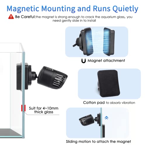 hygger Wave Maker for 40-100 Gallon Aquarium with Magnetic Mount Quiet Powerhead for Saltwater and Freshwater Fish Tank 10...
