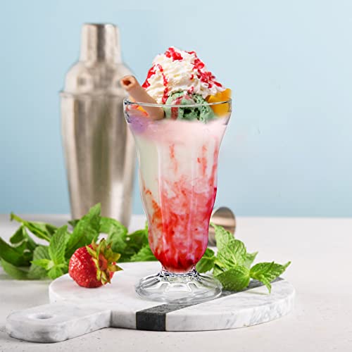 Mezchi 6 Pack Acrylic Milkshake Glasses, 15 OZ Plastic Old Fashioned Soda Glass, Shatterproof Footed Ice Cream Cups, Clear...
