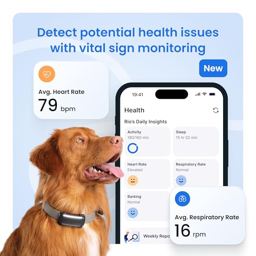 Tractive Smart Dog GPS Tracker | Live Pet Tracker with Virtual Fence | Vital Signs Monitoring of Heart & Respiratory Rate...