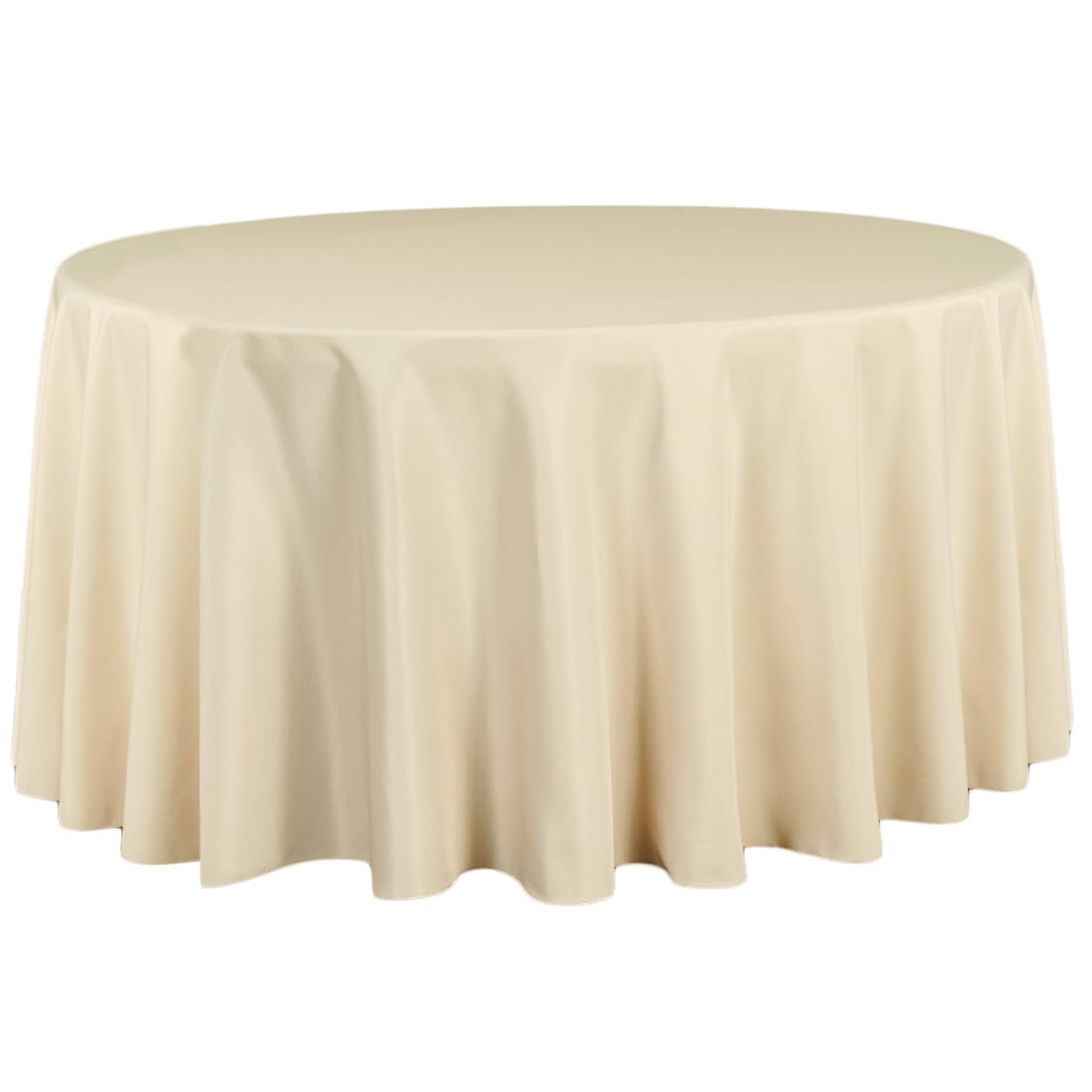 LTC LINENS Beige Round Tablecloth for 60 Inch Round Table - 120 Inch Round Table Cover - Washable, Wrinkle Resistant Polyester Fabric Cloth for Wedding, Party