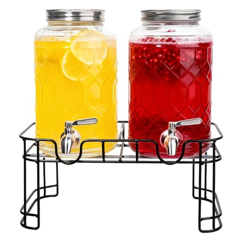 PYVYLO 1 Gallon Beverage Dispenser with Stand,Lemonade Drink Dispenser with Stainless Steel Spigot for Parties and Wedding...