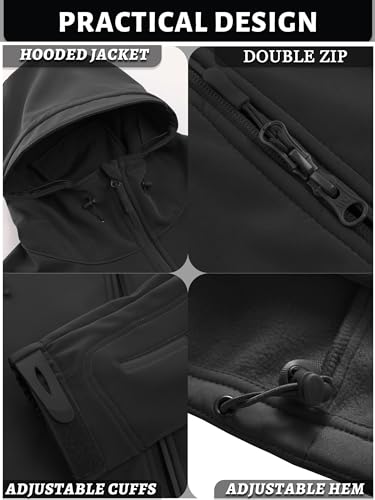 TACVASEN Men's Special Ops Military Tactical Soft Shell Winter Warm Fleece Lined Jacket Rain Hood Coat Hiking Snowboard