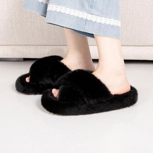 Open Toe Slippers Women's House Slippers Memery Foam Bedroom Slippers Cross Band Slippers for Indoor and Outdoor