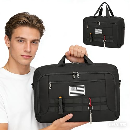 3 in 1 Tactical Backpack for Men, Water-Resistant 17.3 Inch Laptop Bag Convertible Carry-On Luggage with Hidden Straps - A...