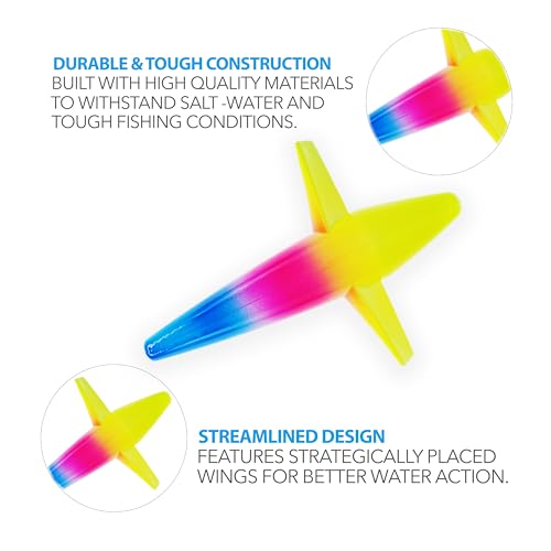 5" Bird Trolling Teaser Lures, 10 Pcs Rainbow Color, for Offshore Tuna Fishing, Ideal for Big Game Saltwater Fishing