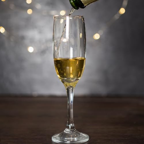 WDEY 6 PCS Classic Champagne Flutes, Premium 6 Ounce Stemmed Champagne Glasses Crystal Clear Sparkling Wine Glasses Ideal ...
