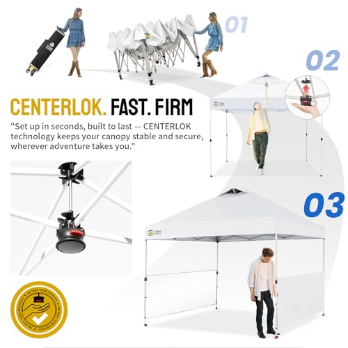 CROWN SHADES 10x10 Pop up Canopy Tent Instant Canopy with 150D Silver Coated Fabric Including 2 Half Sidewalls, 4 Ropes, 8...