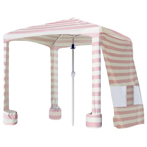 AMMSUN Beach Cabana, 6.2'×6.2' Beach Canopy, Easy Set up and Take Down, Cabana Tent with Sand Pockets, Instant Sun Shade w...