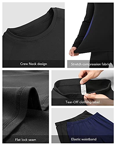Roadbox Thermal Underwear for Men: Fleece Lined Long Johns Base Layer Ski Thermals Top and Bottom Set