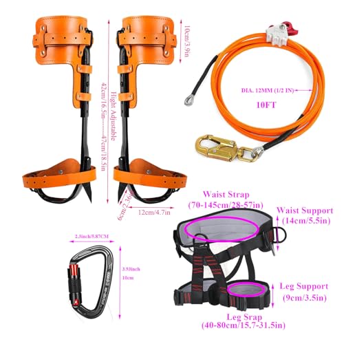 Rohseson Tree Climbing Spikes, Tree Climbing Gear with Non-Slip Pedal, Adjustable Tree Climbing Tool Set