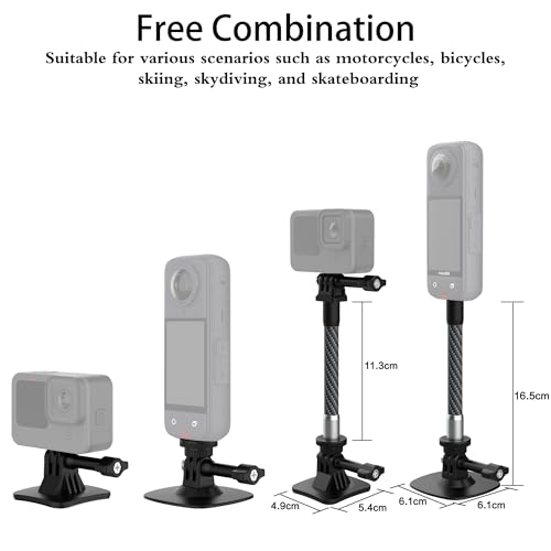 All Carbon Fiber Extension Arm Kit Metal Pole Mount Helmet Stick Extension Arm Mount for GoPro Hero 13/12/11/10/9/8/7/6/5 ...