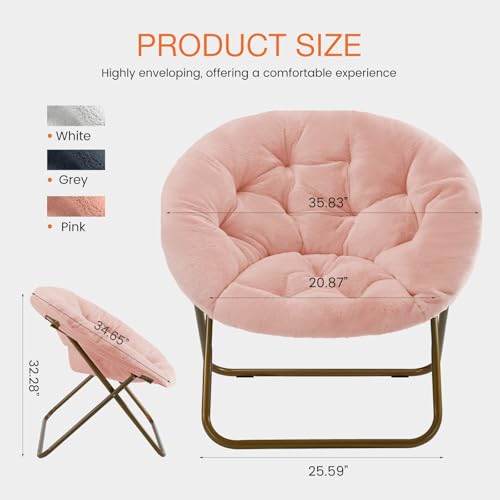 NEWBULIG Comfy Saucer Chairs Soft Lounge Cute Folding Bedroom Living Room Seat Flexible Reading Foldable Seating for Adult...