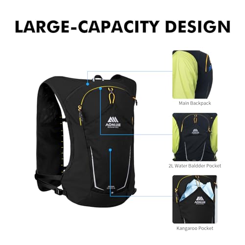 AONIJIE Running Hydration Vest for Men & Women, 8L Hydration Backpack, Multiple Pocket Designs for Water Bottles/Bladders,...