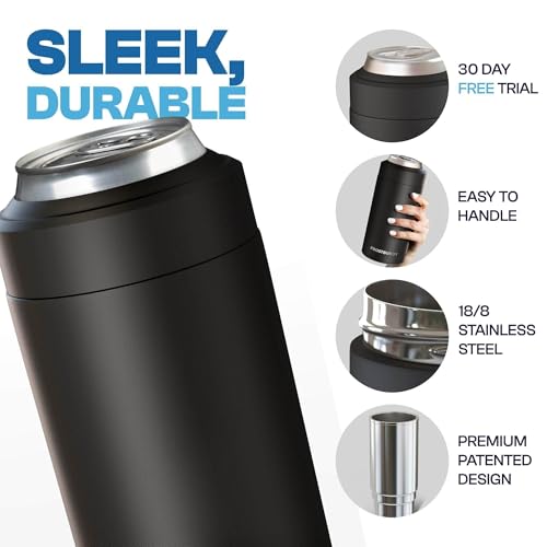 Frost Buddy Universal Can Cooler - Fits All - For Regular 12 & 16 oz or Slim-Size Bottles - Insulated Double-Walled Stainl...