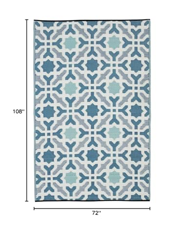 Fab Habitat Outdoor Rug - Waterproof, Fade Resistant, Reversible - Premium Recycled Plastic - Spanish Tile Farmhouse - Lar...