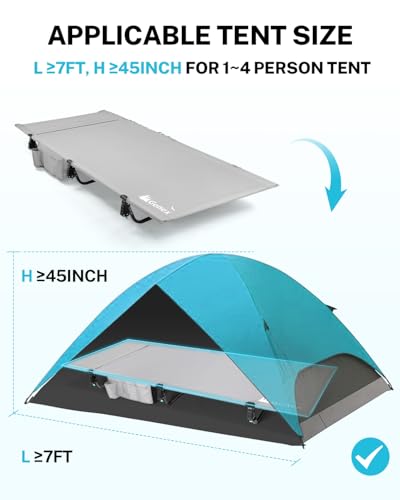 Gonex 31.5" Extra Wide Camping Cot with Premium Pillow Pocket Supports 350lbs, Portable Ultralight Folding Cot Bed for Adu...