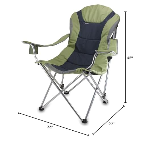 Picnic TIME Reclining Camp Chair, Beach Chair for Adults, Sports Chair with Carry Bag
