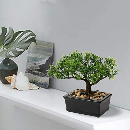 Artificial Bonsai Tree Juniper Faux Plants Indoor Small Fake Plants Decor with Ceramic Pots for Home Table Office Desk Bat...