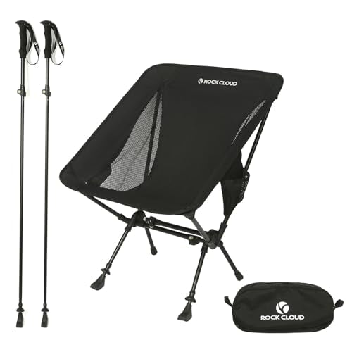 ROCK CLOUD Portable Camping Chair Ultralight Folding Chairs and Trekking Pole 2 in 1 for Outdoor Camp Hiking Backpacking L...
