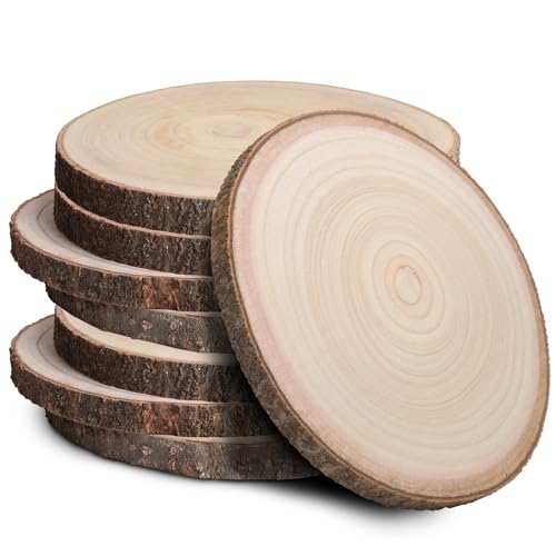 Wood Slices for Centerpieces, Wood Rounds Cookies for Crafts, Rustic Wood Circles & Slabs, Wooden Discs for Tables Decor-f...
