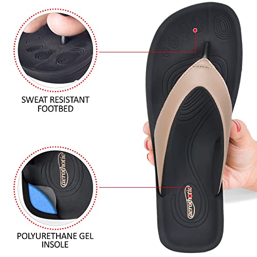 AEROTHOTIC Arch Support Flip Flops for women Stylish Cushioned Padded Straps with Soft Toe Post Slip on Footwear Dressy Tr...