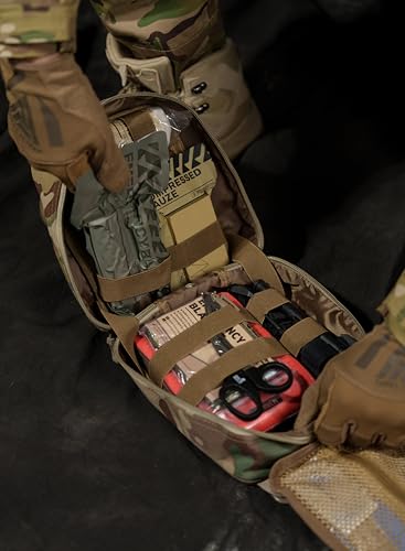 RHINO RESCUE IFAK Trauma Kit with C-A-T Tourniquet for Wound Care, Tactical First Aid Kit Molle Pouch for Military, Comba...